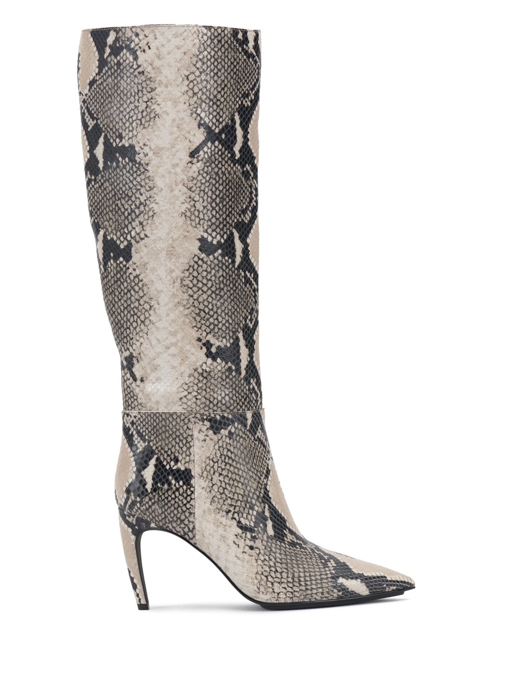 Vince Camuto Brigitte Pointed Toe Knee High Boot Black Tan Snakeskin Wide Calf